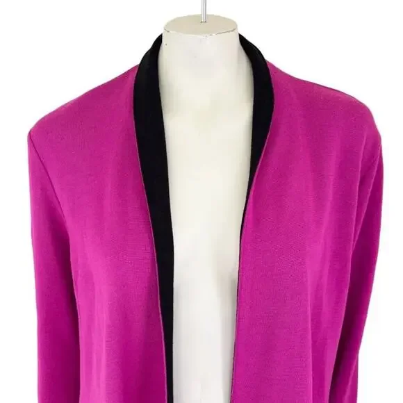 VTG OUTLANDER Artsy Long Line Open Cardigan  Sweater Coat  Fuchsia Pink  SZ M - Picture 2 of 9